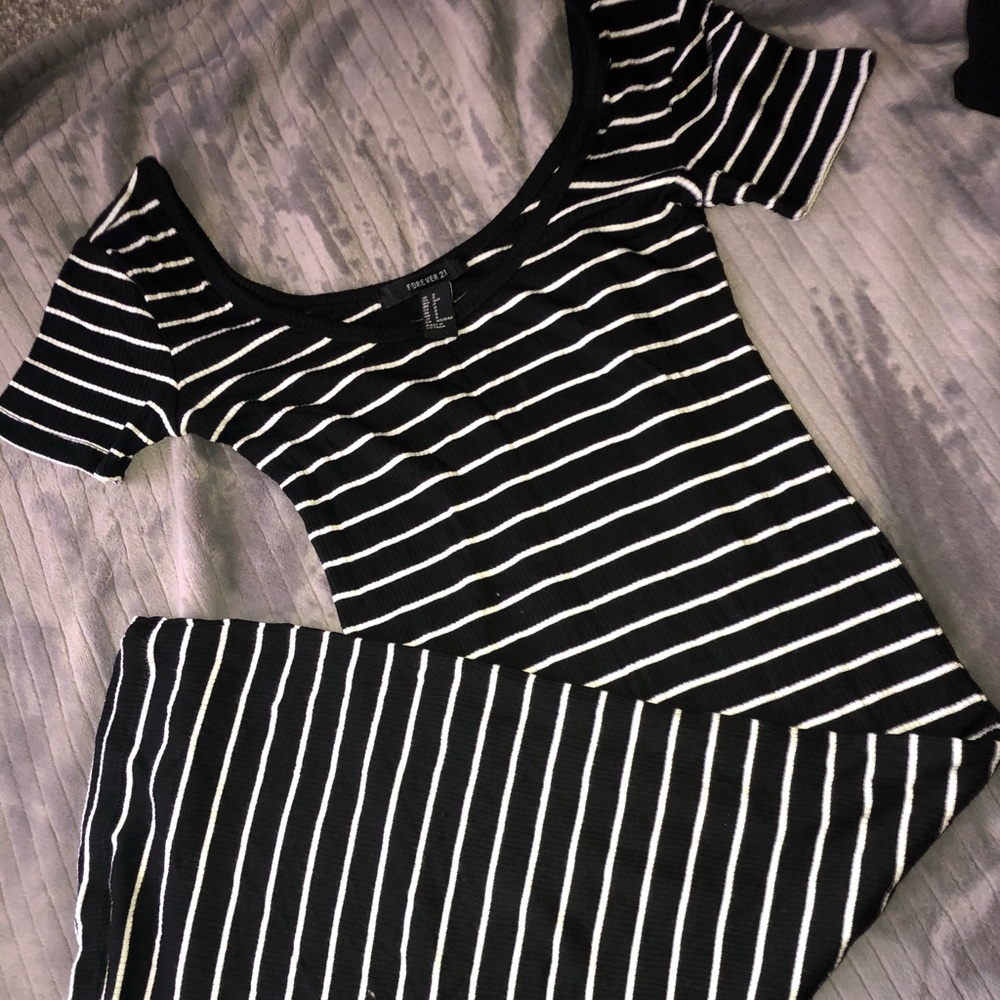 Forever21 Black and White Stripe Midi Dress